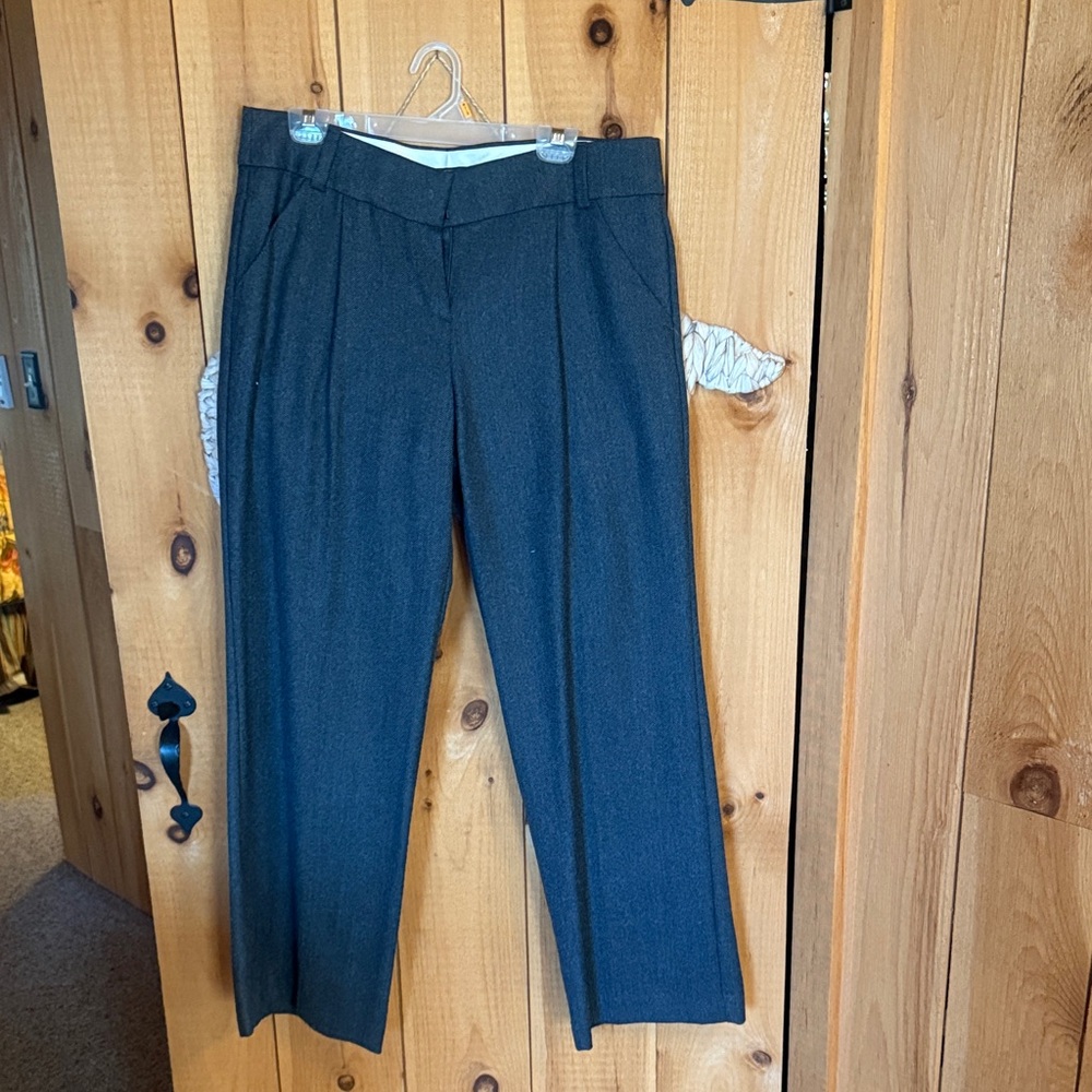 LOFT Charcoal Wide-Leg Pleated Trousers